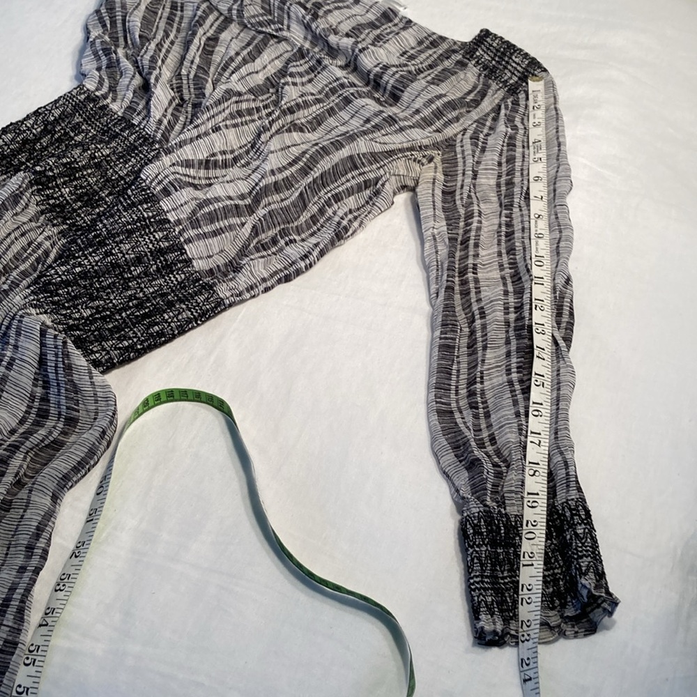 Club Monaco printed dress chiffon silk black grey 8 - Picture 11 of 16